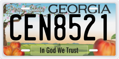 GA license plate CEN8521