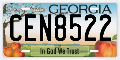 GA license plate CEN8522