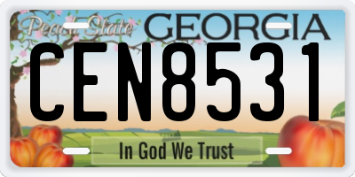 GA license plate CEN8531