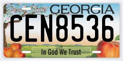 GA license plate CEN8536