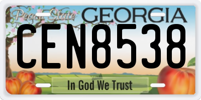 GA license plate CEN8538