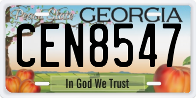 GA license plate CEN8547