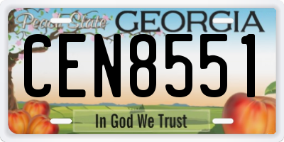 GA license plate CEN8551