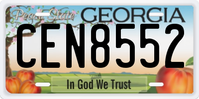 GA license plate CEN8552