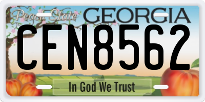 GA license plate CEN8562