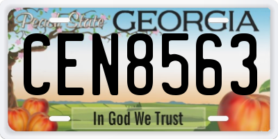 GA license plate CEN8563