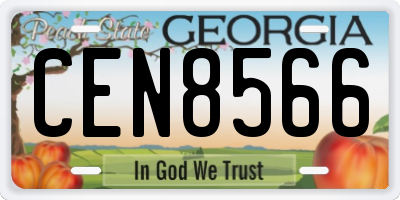 GA license plate CEN8566