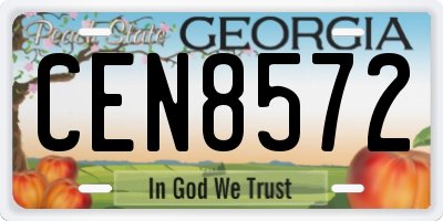GA license plate CEN8572