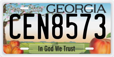 GA license plate CEN8573