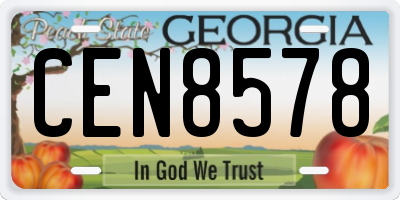 GA license plate CEN8578
