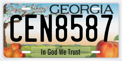 GA license plate CEN8587
