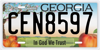GA license plate CEN8597