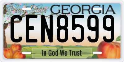 GA license plate CEN8599