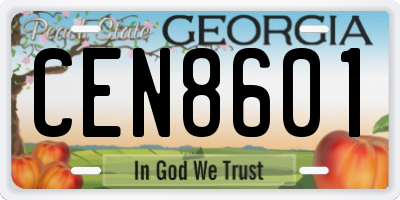GA license plate CEN8601