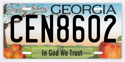 GA license plate CEN8602