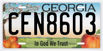 GA license plate CEN8603