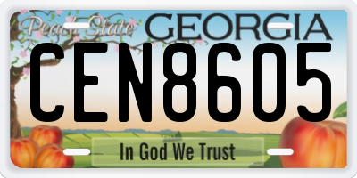 GA license plate CEN8605