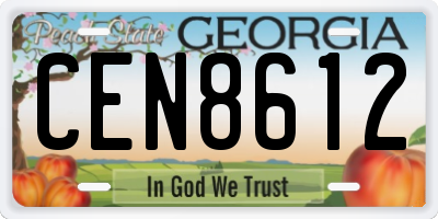 GA license plate CEN8612