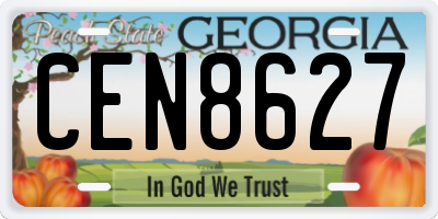 GA license plate CEN8627
