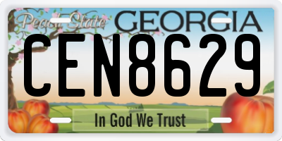 GA license plate CEN8629