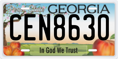 GA license plate CEN8630