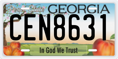 GA license plate CEN8631