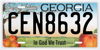 GA license plate CEN8632