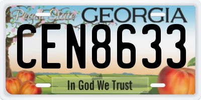 GA license plate CEN8633