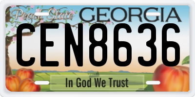 GA license plate CEN8636