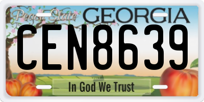 GA license plate CEN8639