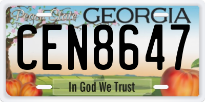 GA license plate CEN8647