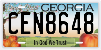 GA license plate CEN8648