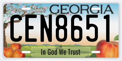 GA license plate CEN8651