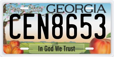 GA license plate CEN8653