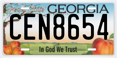 GA license plate CEN8654