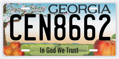 GA license plate CEN8662