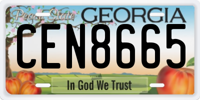 GA license plate CEN8665