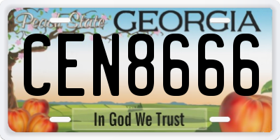 GA license plate CEN8666