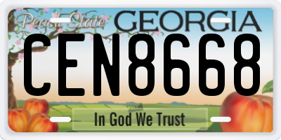 GA license plate CEN8668