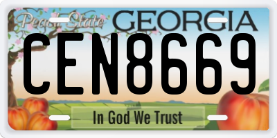 GA license plate CEN8669