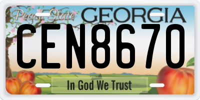 GA license plate CEN8670