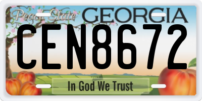 GA license plate CEN8672