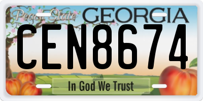 GA license plate CEN8674