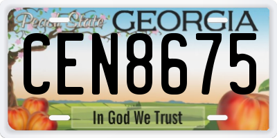 GA license plate CEN8675
