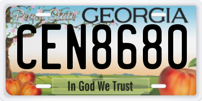 GA license plate CEN8680