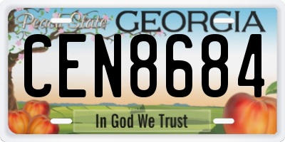 GA license plate CEN8684