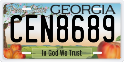 GA license plate CEN8689
