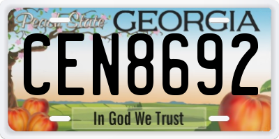 GA license plate CEN8692