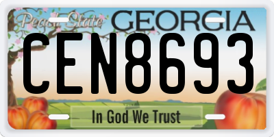 GA license plate CEN8693