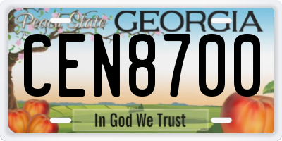 GA license plate CEN8700